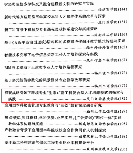 我院教研项目入选 《福建省本科...